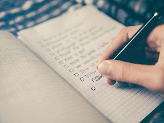 checklist in a notebook